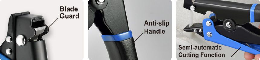 Features of GIT-704G: blade guard / anti-slip handle / semi-automatic cutting function