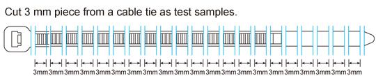 Cintas de sujeción detectables de metal - Muestra de prueba de 3 mm