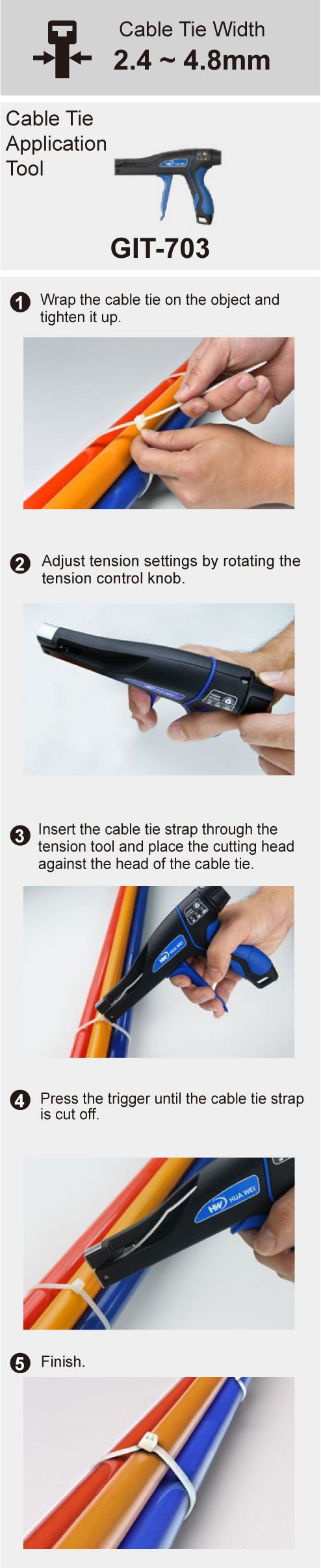 Operating Instructions of Plastic Cable Ties with GIT-703