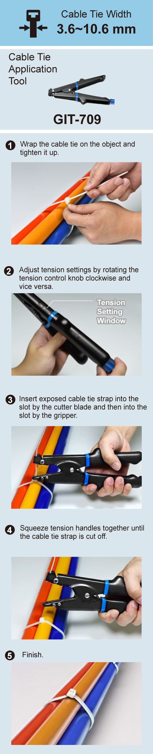 Gebruiksaanwijzing van Plastic Kabelbinders met GIT-709