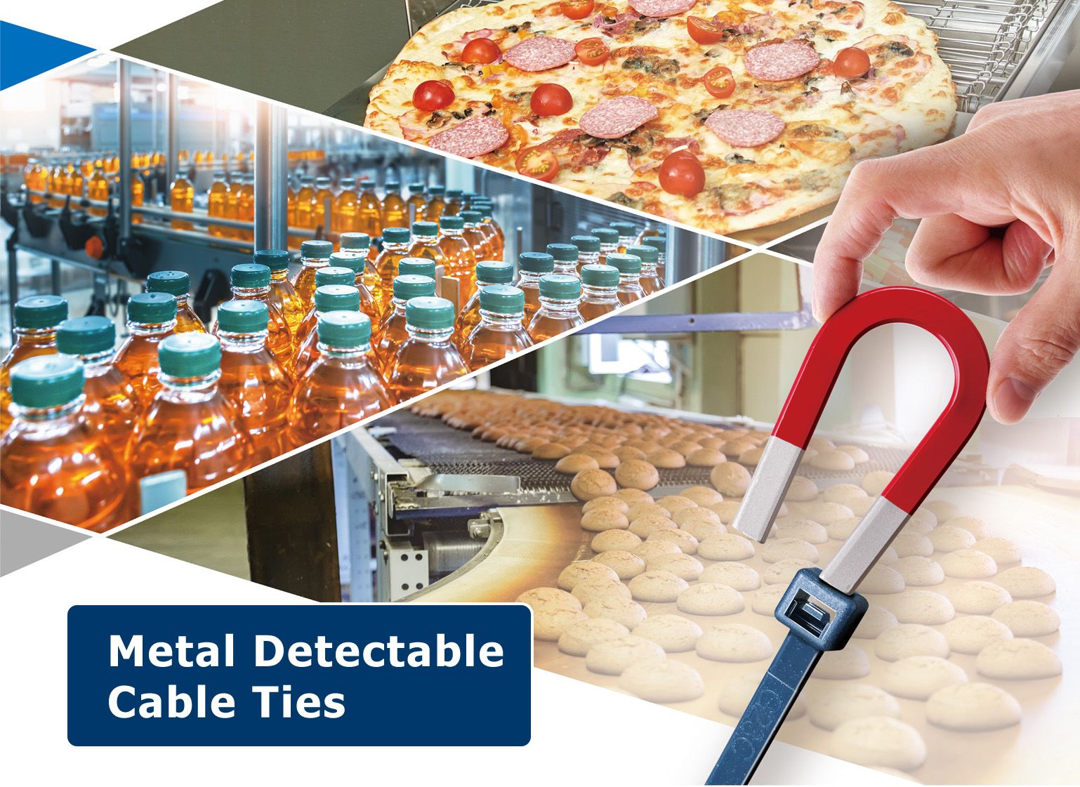 Metalldetektierbarer Kabelbinder ist ideal für die Lebensmittel-, Getränke-, Pharma- und Kosmetikindustrie
