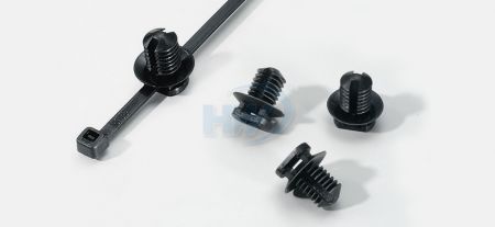 插鞘式螺紋束帶固定座,可嵌入式,PA66, 13.3x16.0mm,最大允許帶寬0.19"(4.8mm) - 插鞘式螺紋束帶固定座