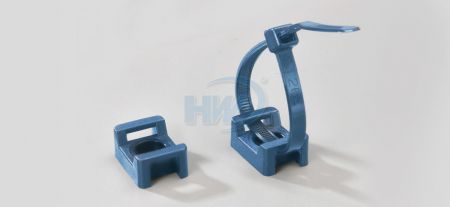 Soportes de brida de cable detectables por metal, tipo silla, poliamida, ancho máximo de brida de 4.8mm, orificio de montaje de 3.7mm - Soportes para sujetacables tipo montura detectables por metal.