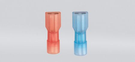 尼龙全绝缘平揷式母端连接器(易进式铜管), 适用线径0.5-1.5 mm² - 尼龙全绝缘平揷式母端连接器(易进式铜管)