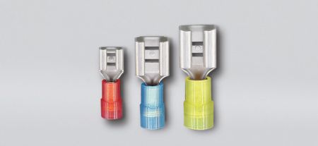 尼龙绝缘平揷式母端连接器(易进式铜管), 适用线径0.5-1.5 mm² - 尼龙绝缘平揷式母端连接器(易进式铜管)