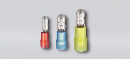 尼龙绝缘子弹型公端连接器(易进式铜管), 适用线径0.5-1.5 mm² - 尼龙绝缘子弹型公端连接器(易进式铜管)