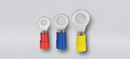 尼龙绝缘圆型端子(易进式), 适用线径1.5-2.5 mm², 适用螺丝尺寸M5 - 尼龙绝缘圆型端子(易进式)
