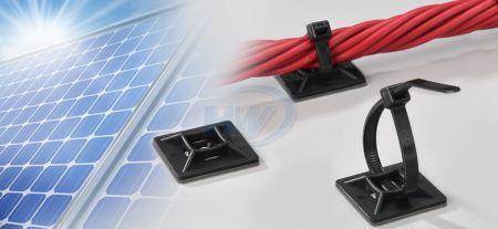12.7x12.7mm (0.5x0.5 inch) Cable Tie Mounts, Self Adhesive, PA12 (Solar / Photovoltaic), Max. tie width: 3.2mm (0.13 inch) - Polyamide 12 (Solar / Photovoltaic) Self Adhesive Cable Tie Mounts