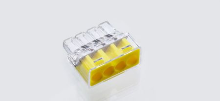 موصل سلكي دفع، سلسلة PIC33، أصفر، 4 منافذ، نطاق السلك الصلب: 0.5-4.0mm²/ 22-12 AWG، نطاق السلك المجدول: 0.5-2.5mm²/ 20-14 AWG - موصل سلكي دفع PIC33-4
