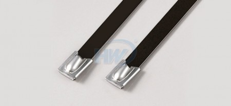 Roestvrij staal, Ball Lock Type, Epoxy Coated Ties, SS304 / SS316, 130mm, 160lbf - Kogelslot type roestvrijstalen epoxy gecoate banden
