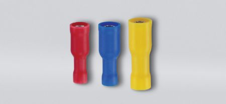 PVC全绝缘子弹型母端连接器, 适用线径0.5-1.5 mm² - PVC全绝缘子弹型母端连接器
