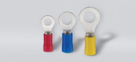 PVC绝缘圆形端子, 适用线径0.5-1.5 mm², 适用螺丝尺寸M3 - PVC绝缘圆形端子